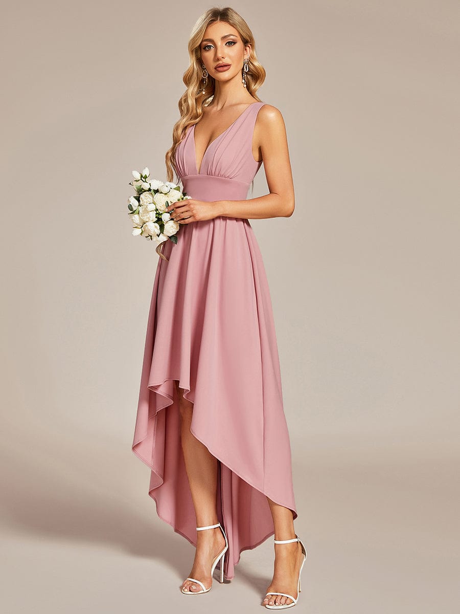 MsDresslyEP Formal Dress Elegant High-Low Sleeveless Empire Waist Bridesmaid Dress