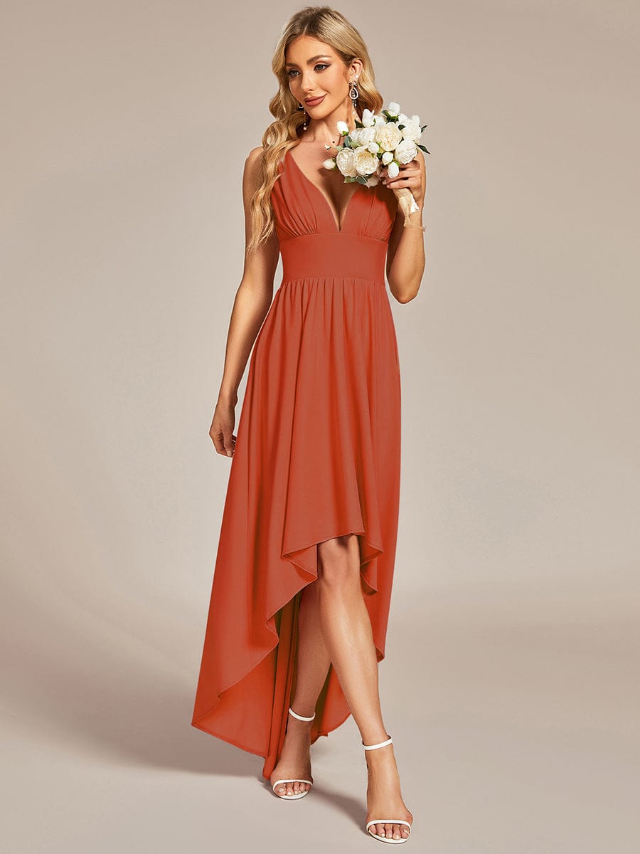 MsDresslyEP Formal Dress Elegant High-Low Sleeveless Empire Waist Bridesmaid Dress