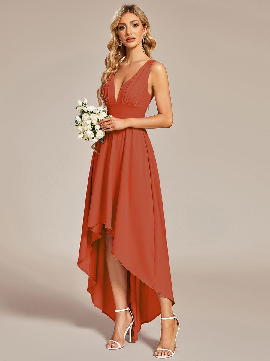 MsDresslyEP Formal Dress Elegant High-Low Sleeveless Empire Waist Bridesmaid Dress