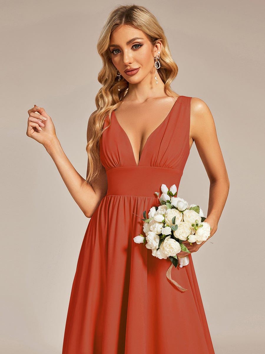 MsDresslyEP Formal Dress Elegant High-Low Sleeveless Empire Waist Bridesmaid Dress