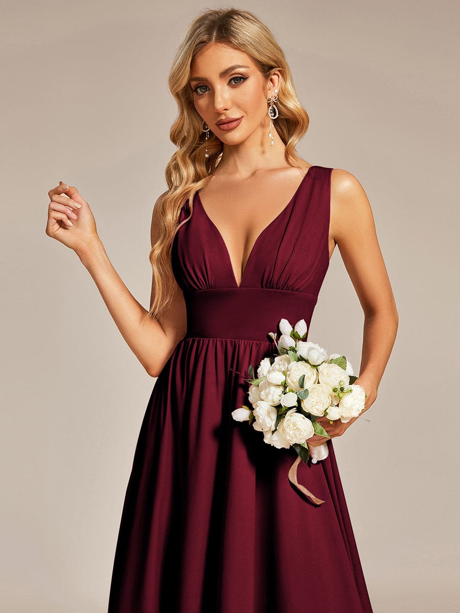 MsDresslyEP Formal Dress Elegant High-Low Sleeveless Empire Waist Bridesmaid Dress