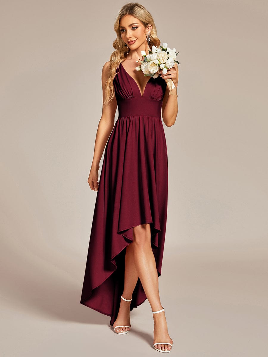 MsDresslyEP Formal Dress Elegant High-Low Sleeveless Empire Waist Bridesmaid Dress