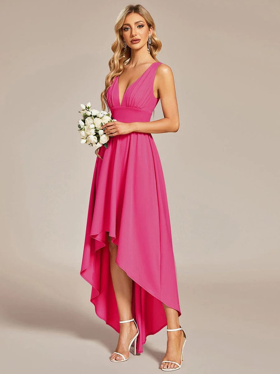 MsDresslyEP Formal Dress Elegant High-Low Sleeveless Empire Waist Bridesmaid Dress