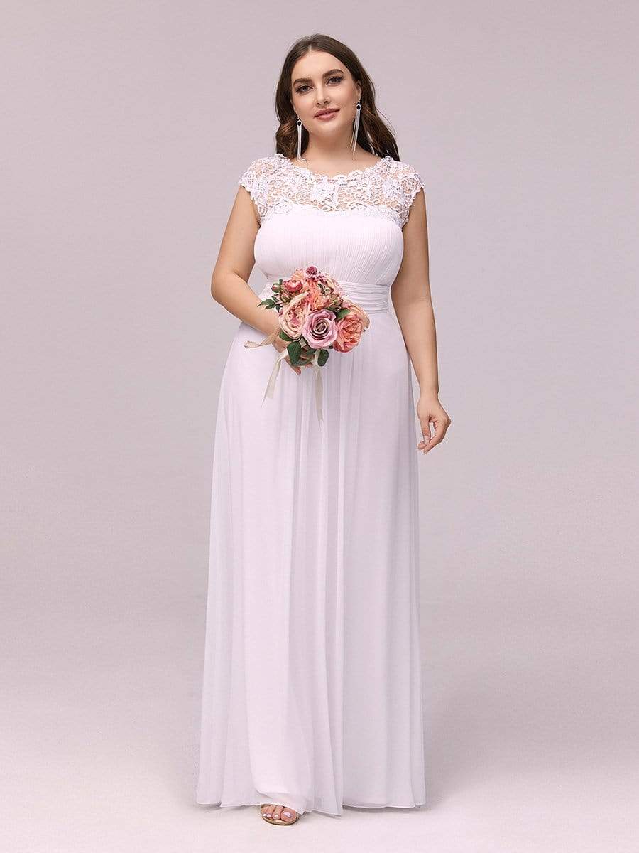 MsDresslyEP Formal Dress Elegant Maxi Long Lace Bridesmaid Dress with Cap Sleeve