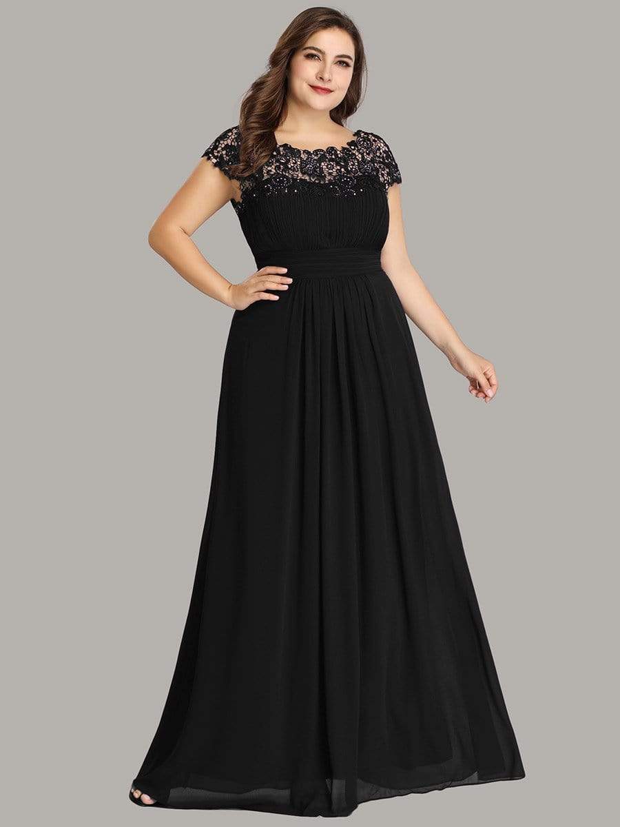 MsDresslyEP Formal Dress Elegant Maxi Long Lace Bridesmaid Dress with Cap Sleeve