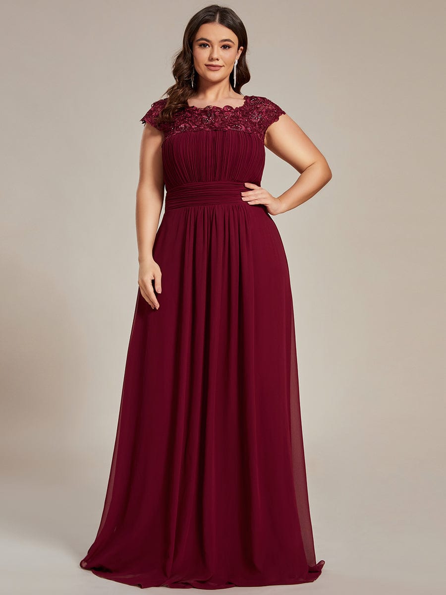 MsDresslyEP Formal Dress Elegant Maxi Long Lace Cap Sleeve Bridesmaid Dress