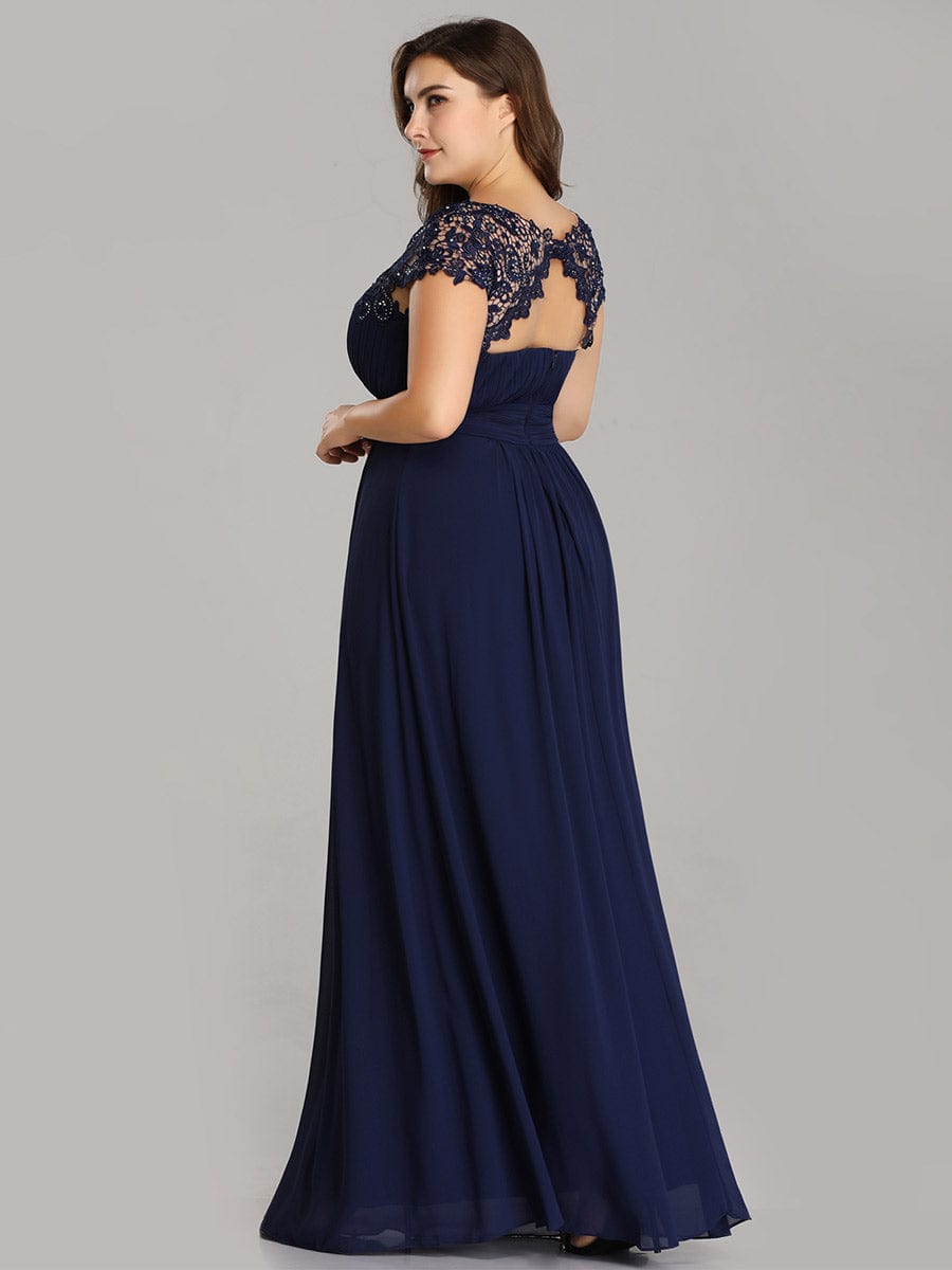 MsDresslyEP Formal Dress Elegant Maxi Long Lace Cap Sleeve Bridesmaid Dress