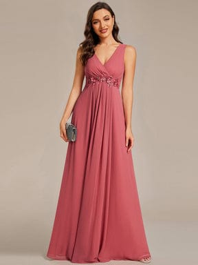 MsDresslyEP Formal Dress Floral Applique Sleeveless Chiffon Long Formal Evening Dress DRE230912A0573CBN4