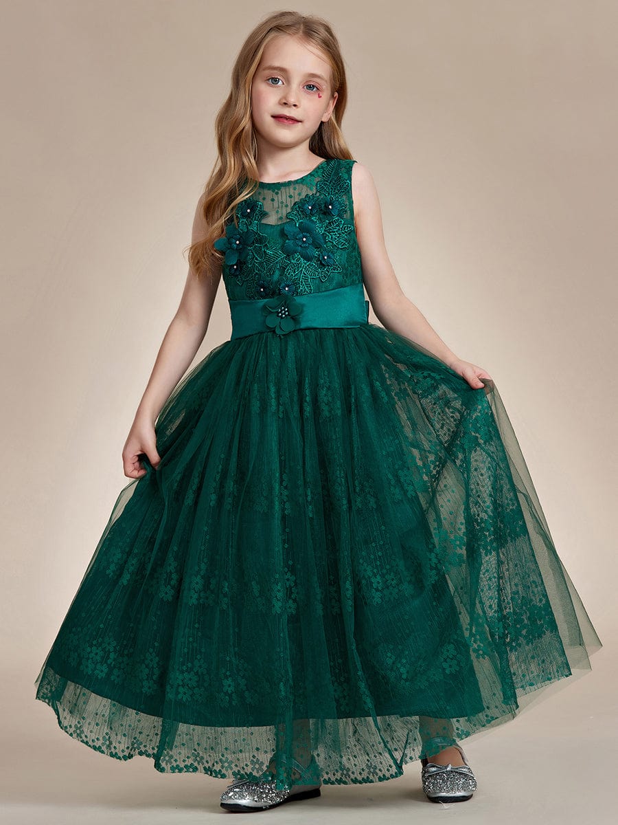 MsDresslyEP Formal Dress Floral Tulle Applique Princess Flower Girl Dress With Satin Back DRE230912B0401DGV120