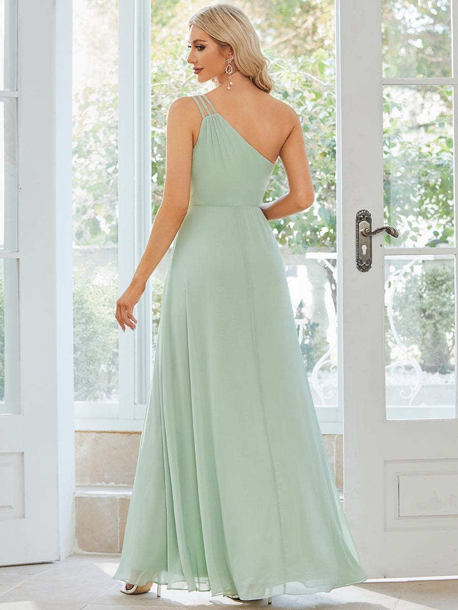 MsDresslyEP Formal Dress Flowy Chiffon One-Shoulder with Three Straps Bridesmaid Dress