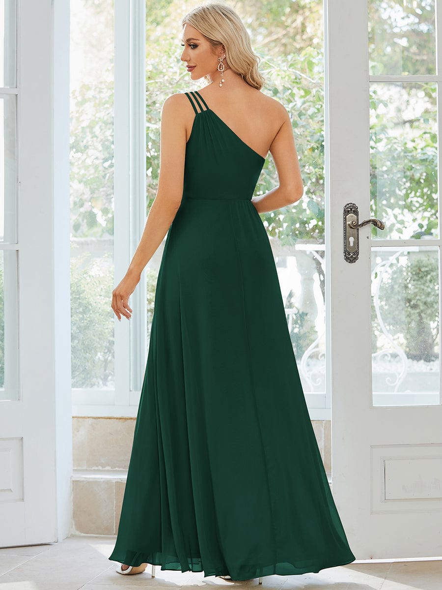 MsDresslyEP Formal Dress Flowy Chiffon One-Shoulder with Three Straps Bridesmaid Dress