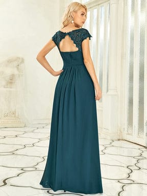 MsDresslyEP Formal Dress Maxi Lace Cap Sleeve Long Formal Evening Dress