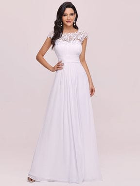 MsDresslyEP Formal Dress Maxi Lace Cap Sleeve Long Formal Evening Dress