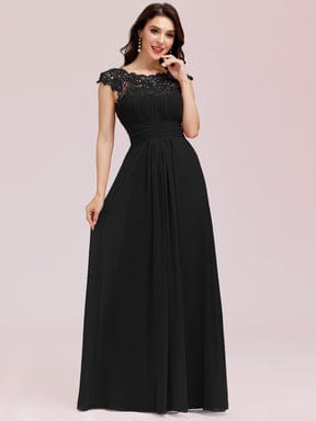 MsDresslyEP Formal Dress Maxi Lace Cap Sleeve Long Formal Evening Dress