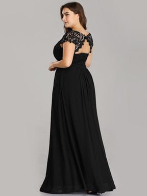 MsDresslyEP Formal Dress Maxi Lace Cap Sleeve Long Formal Evening Dress