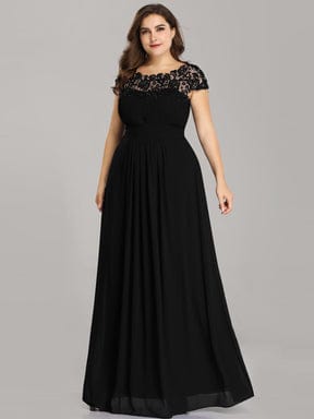 MsDresslyEP Formal Dress Maxi Lace Cap Sleeve Long Formal Evening Dress