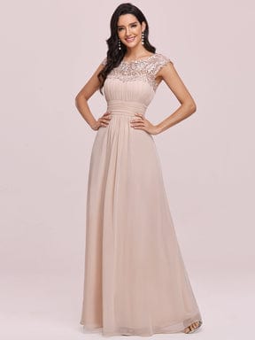 MsDresslyEP Formal Dress Maxi Lace Cap Sleeve Long Formal Evening Dress