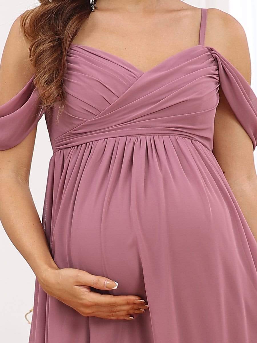 MsDresslyEP Formal Dress Off-Shoulder Spaghetti Strap A-Line Maternity Dress