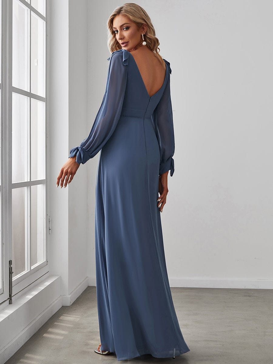 MsDresslyEP Formal Dress Open Lantern Sleeve A-Line Bridesmaid Dress