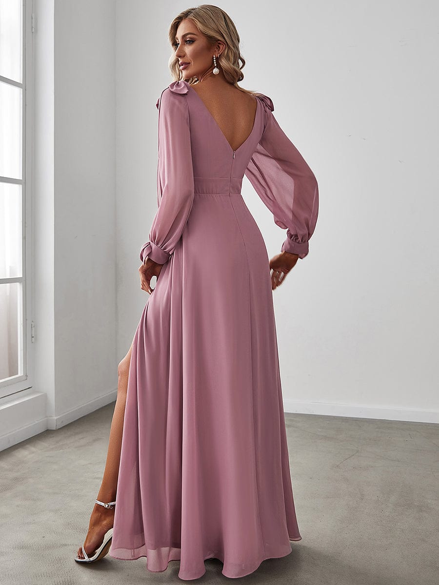 MsDresslyEP Formal Dress Open Lantern Sleeve A-Line Bridesmaid Dress