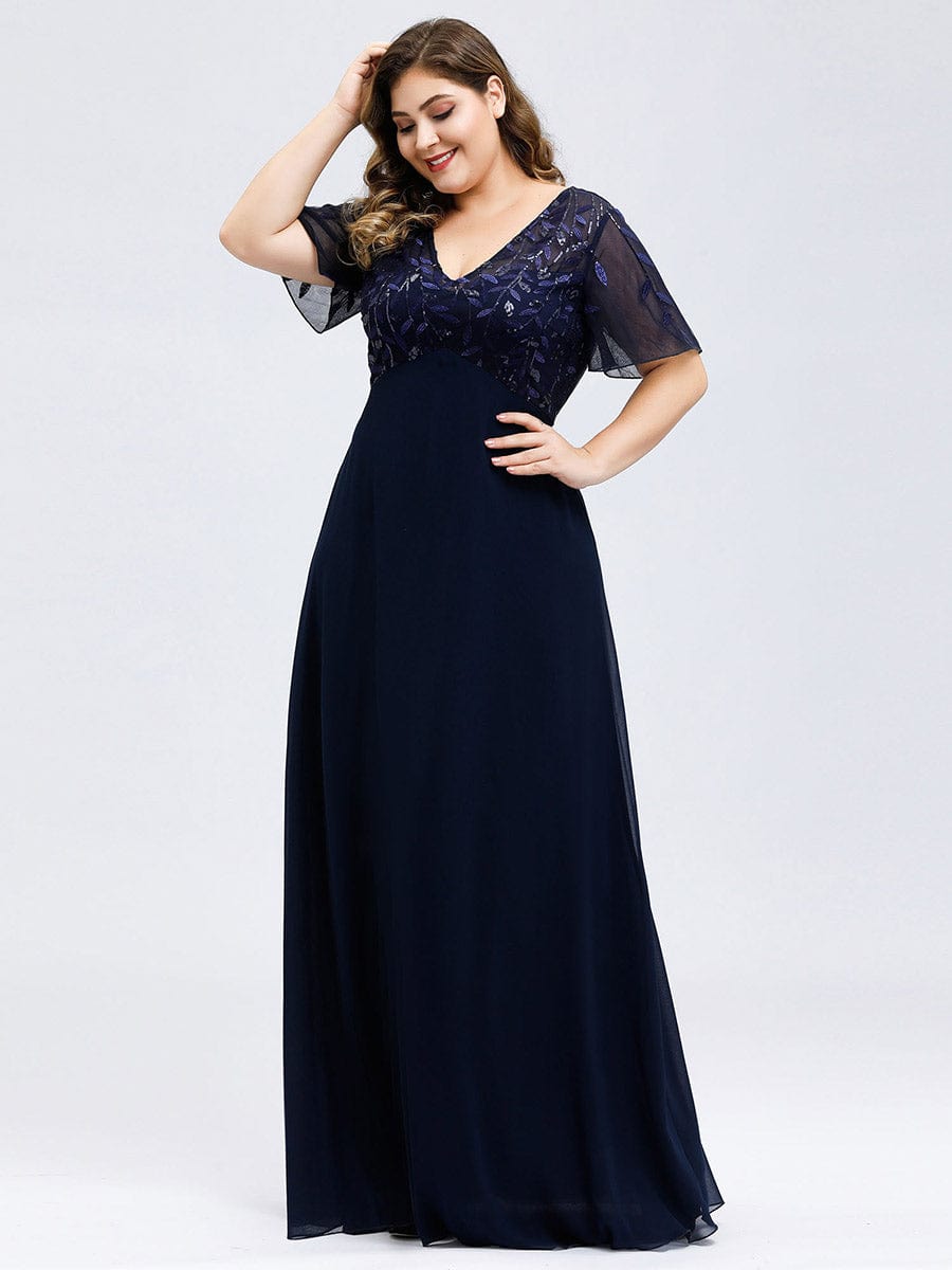 MsDresslyEP Formal Dress Sequin Chiffon Evening Dresses with Sleeves DRE230912A0902BDGCustom Size