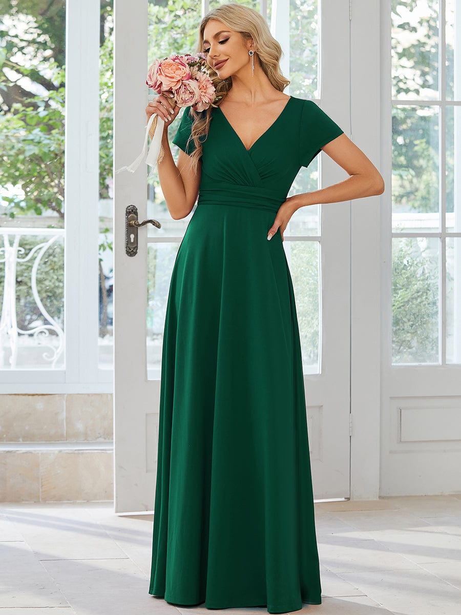 MsDresslyEP Formal Dress Simple Pleated Empire Waist A-Line Bridesmaid Dress DRE2310040020DGN4