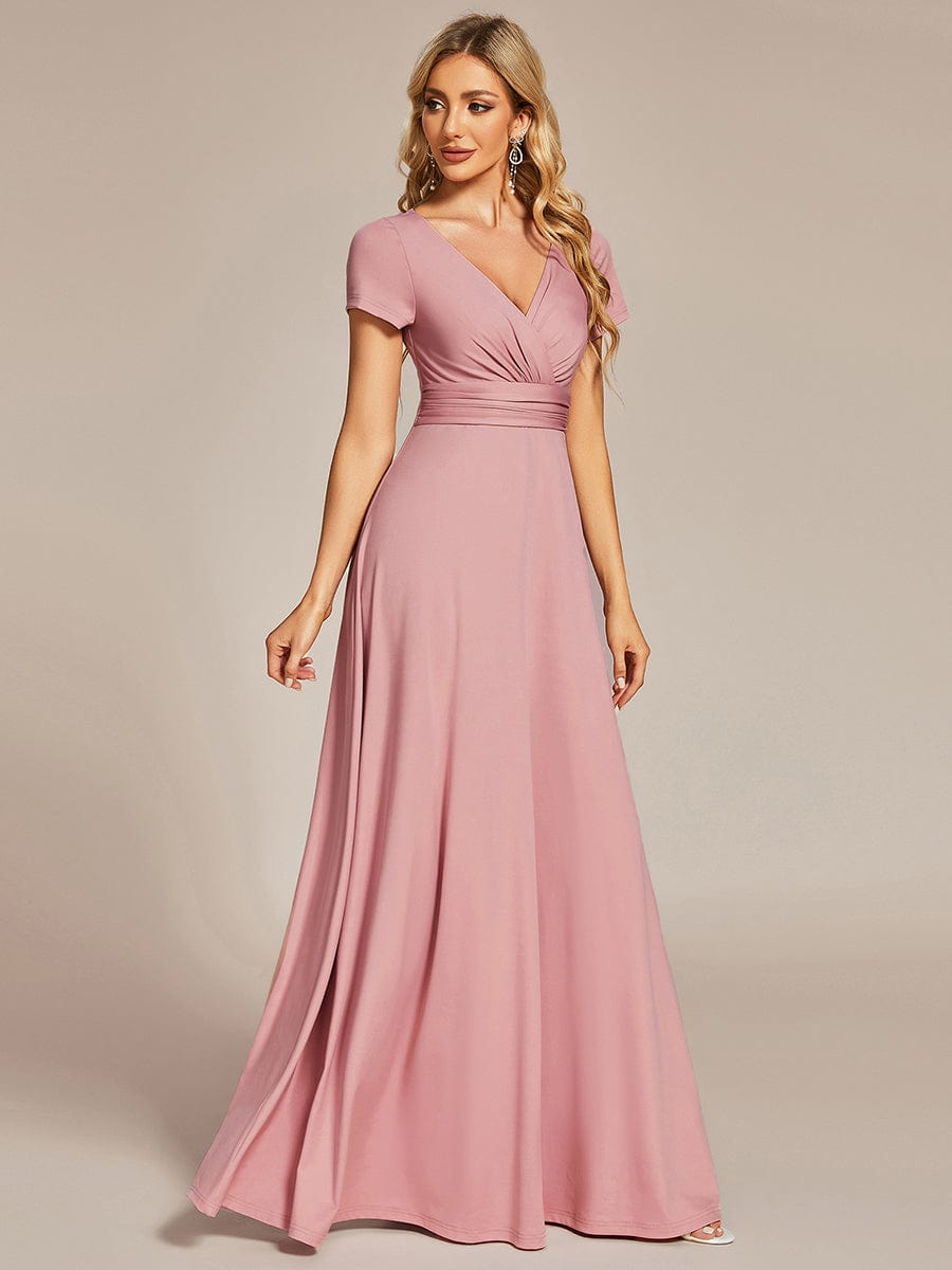 MsDresslyEP Formal Dress Simple Pleated Empire Waist A-Line Bridesmaid Dress