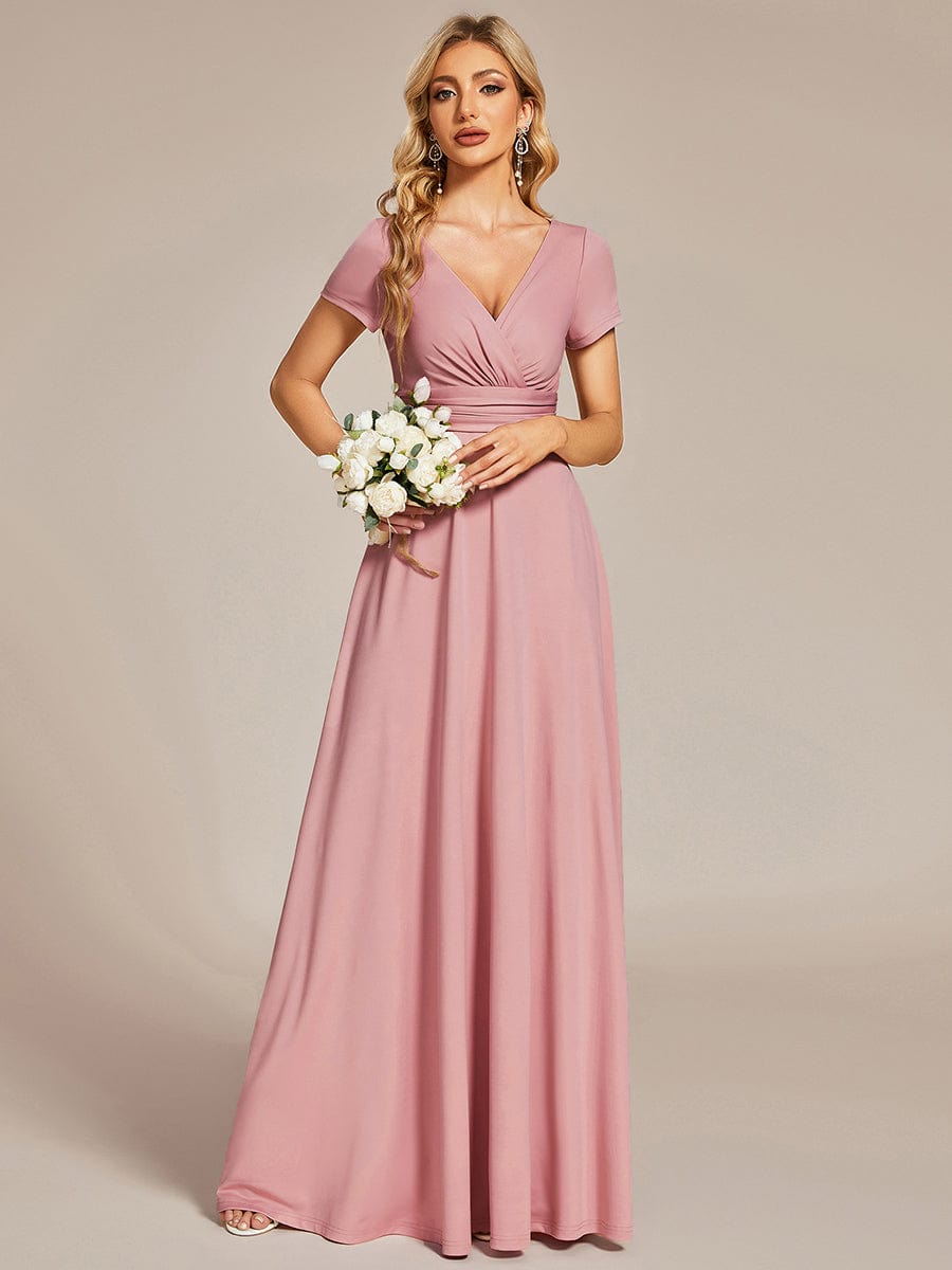 MsDresslyEP Formal Dress Simple Pleated Empire Waist A-Line Bridesmaid Dress