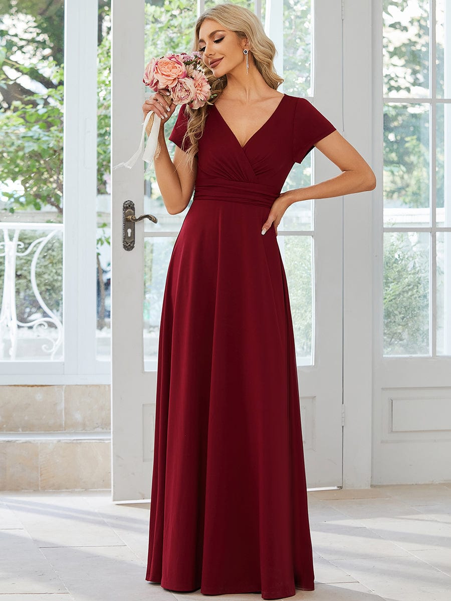 MsDresslyEP Formal Dress Simple Pleated Empire Waist A-Line Bridesmaid Dress