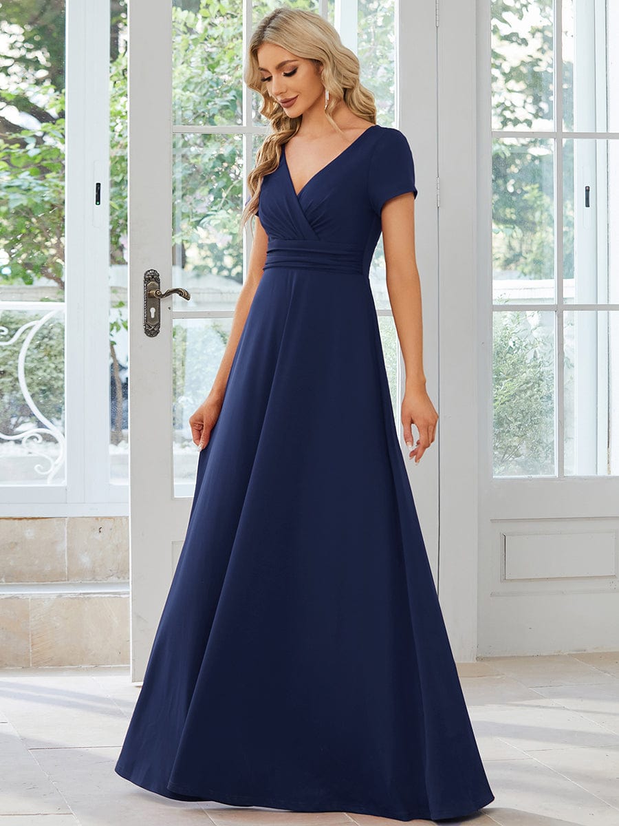 MsDresslyEP Formal Dress Simple Pleated Empire Waist A-Line Bridesmaid Dress