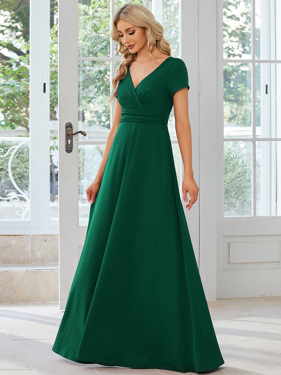 MsDresslyEP Formal Dress Simple Pleated Empire Waist A-Line Bridesmaid Dress