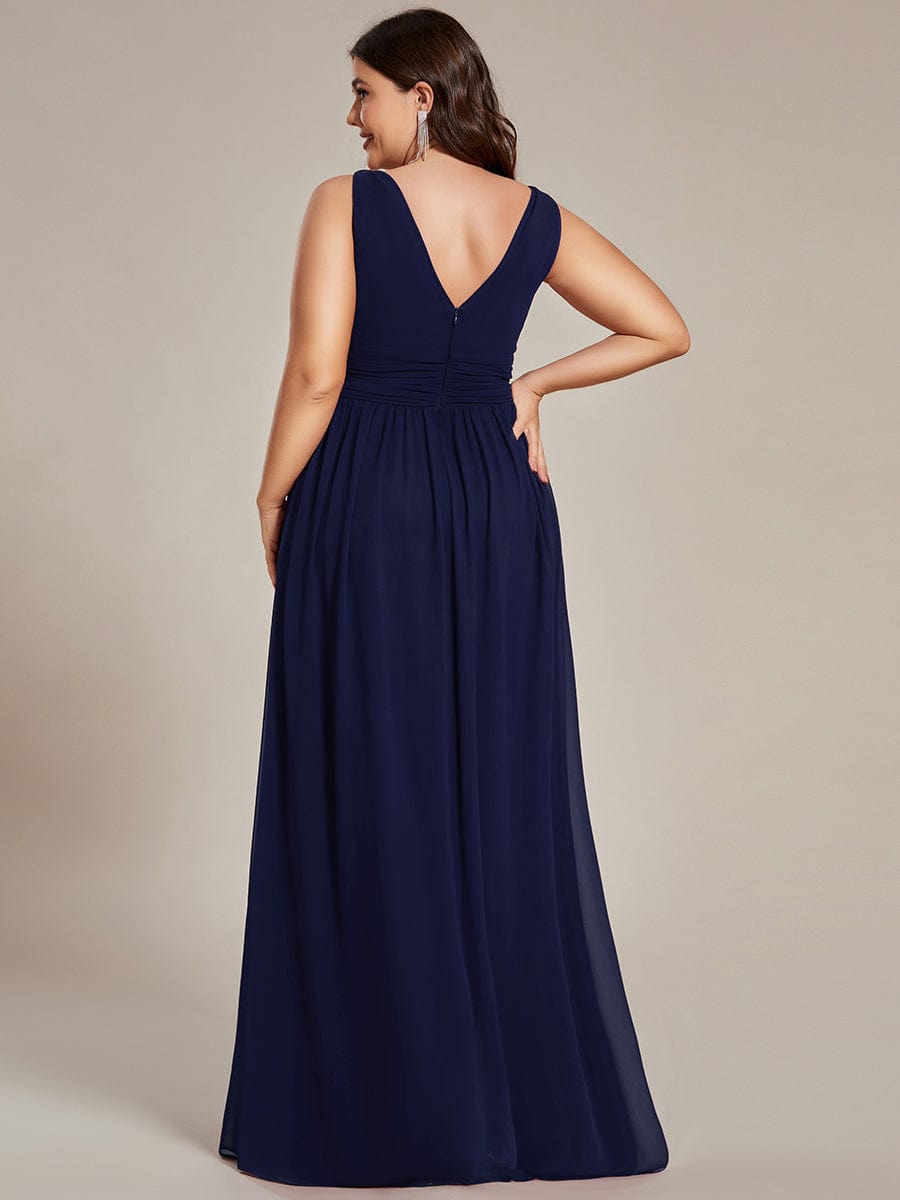 MsDresslyEP Formal Dress Sleeveless V-Neck Plain Chiffon Maxi Bridesmaid Dress