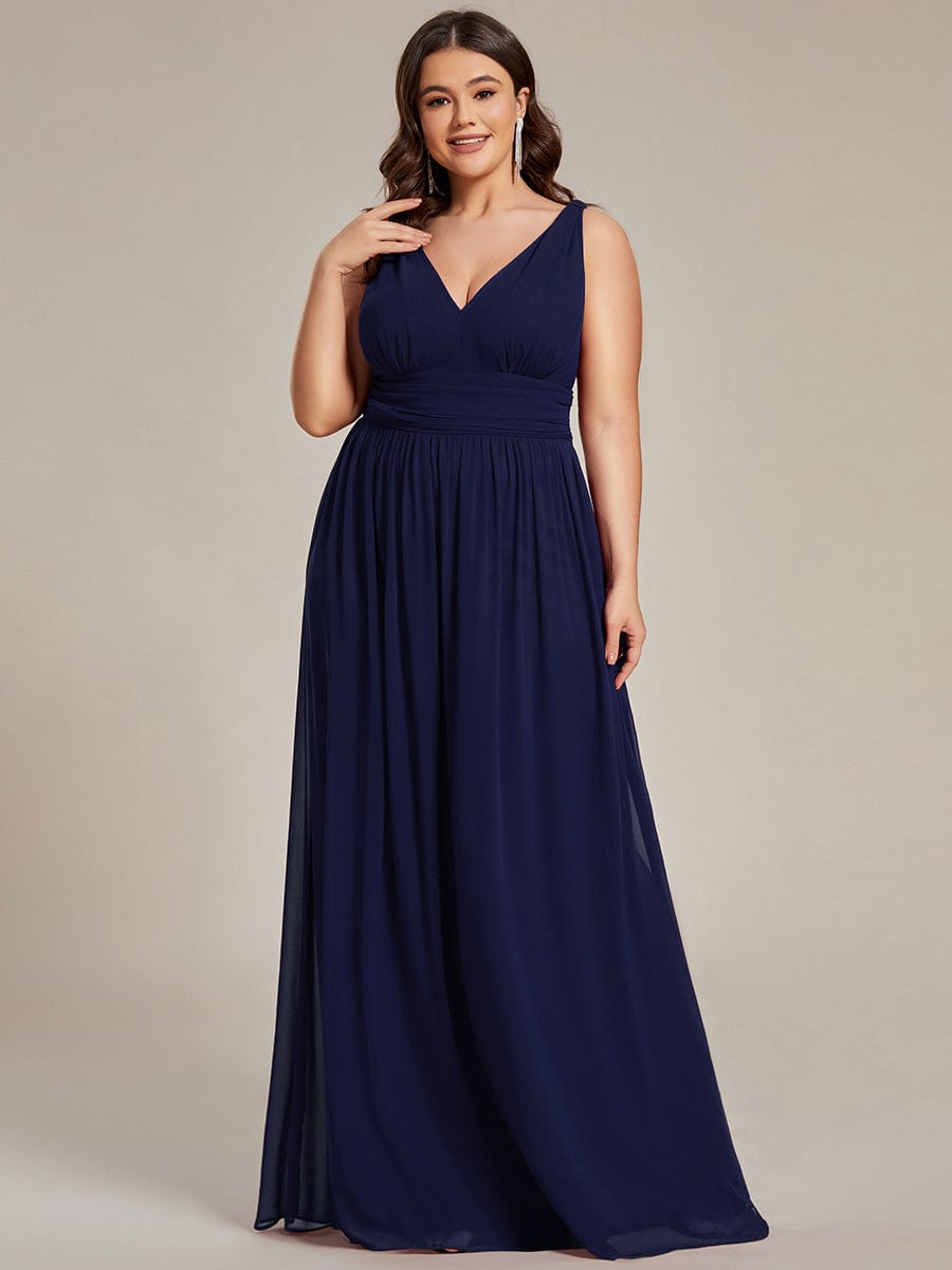 MsDresslyEP Formal Dress Sleeveless V-Neck Plain Chiffon Maxi Bridesmaid Dress