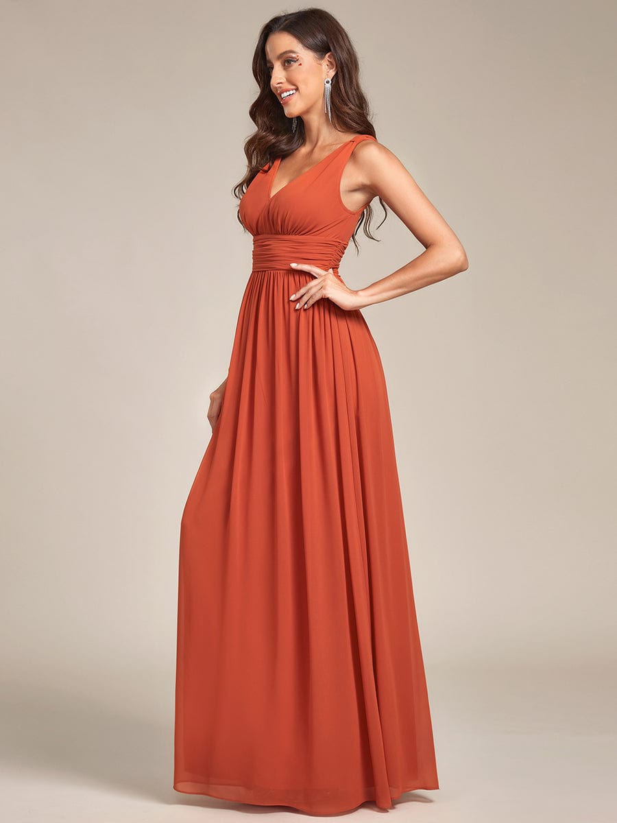 MsDresslyEP Formal Dress Sleeveless V-Neck Plain Chiffon Maxi Bridesmaid Dress