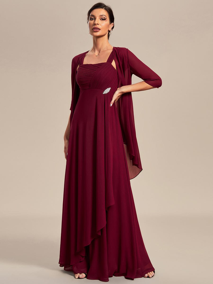 MsDresslyEP Formal Dress Two-Piece Square Neck Chiffon A-Line Mother of the Bride Dress DRE230912B1308BDG4