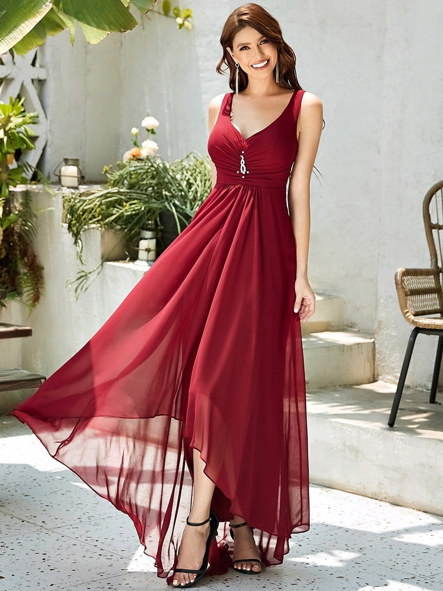 MsDresslyEP Formal Dress V-Neck High-Low Chiffon Evening Party Dress