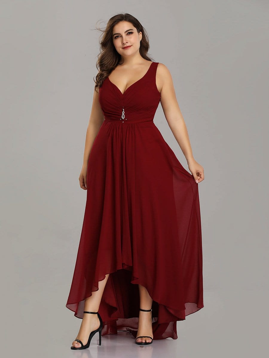 MsDresslyEP Formal Dress V-Neck High-Low Chiffon Evening Party Dress