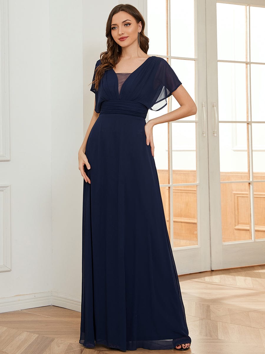 MsDresslyEP Formal Dress Women's A-Line Empire Waist Maxi Chiffon Evening Dress