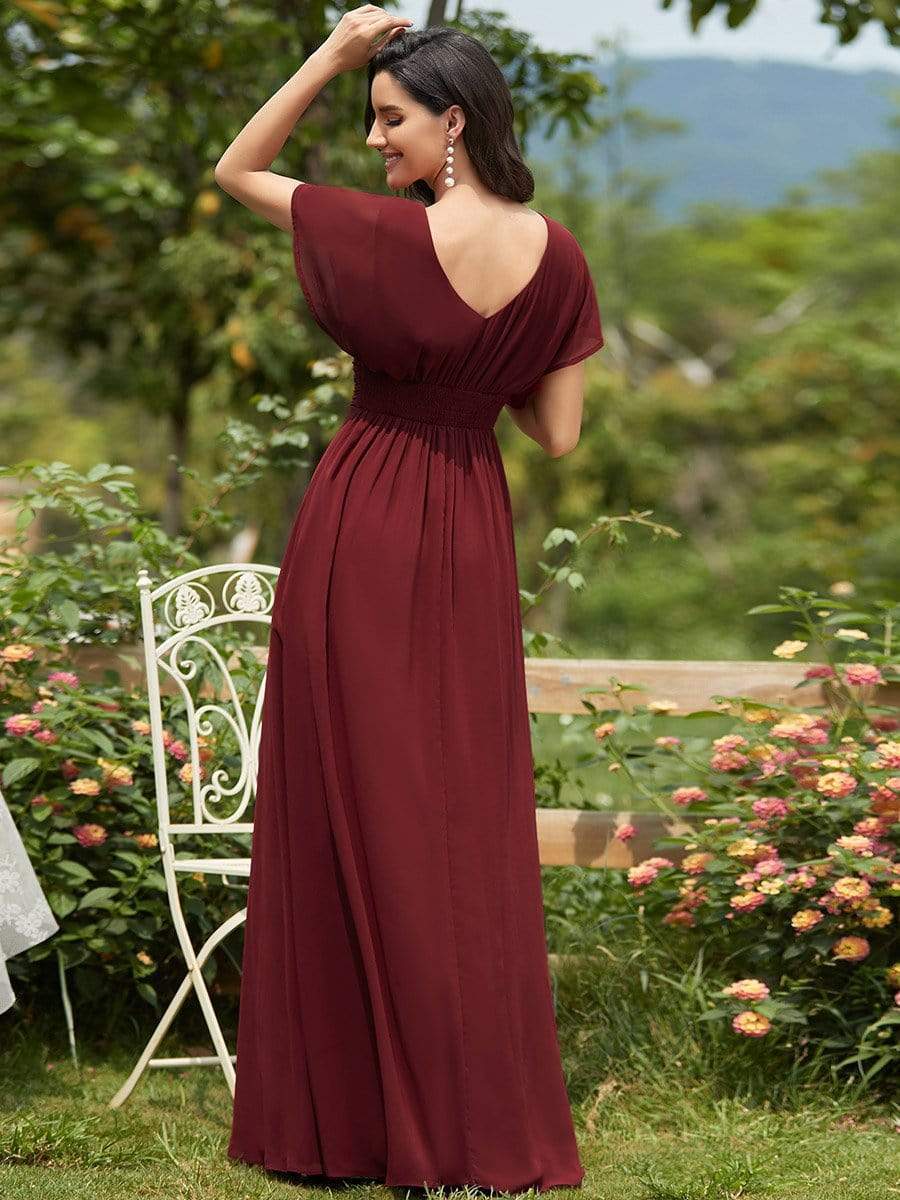 MsDresslyEP Formal Dress Women's A-Line Empire Waist Maxi Chiffon Evening Dress