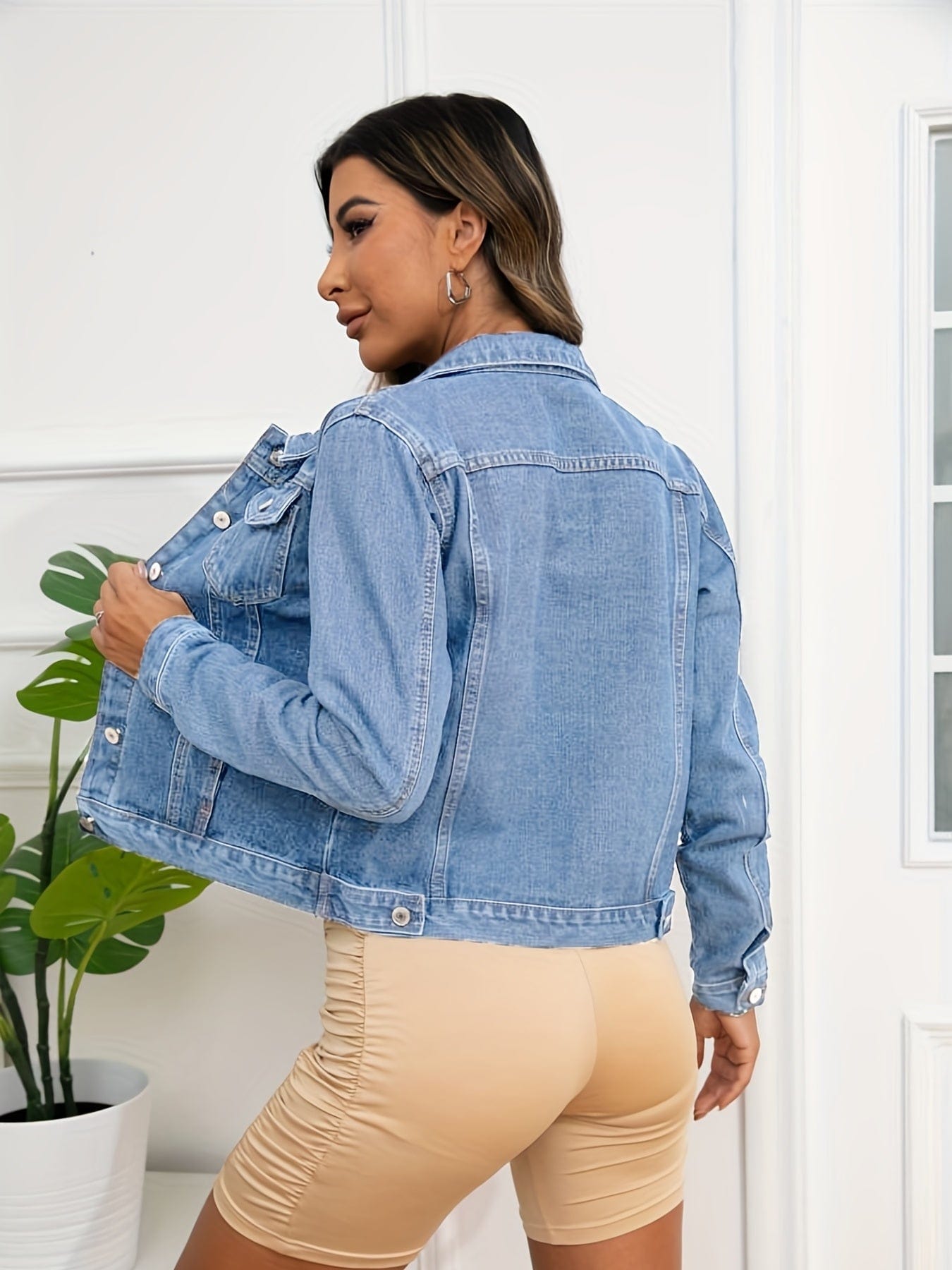 MsDressly Jackets Classic Single-Breasted Long Sleeve Causal Denim Jacket