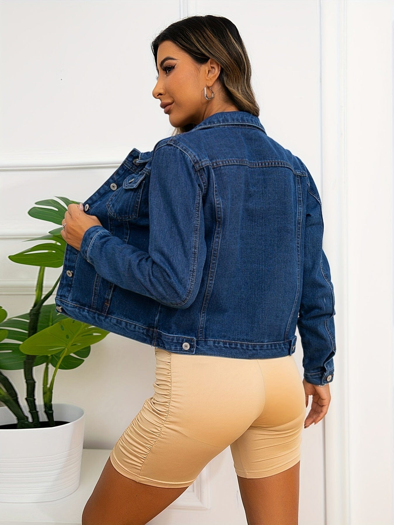 MsDressly Jackets Classic Single-Breasted Long Sleeve Causal Denim Jacket