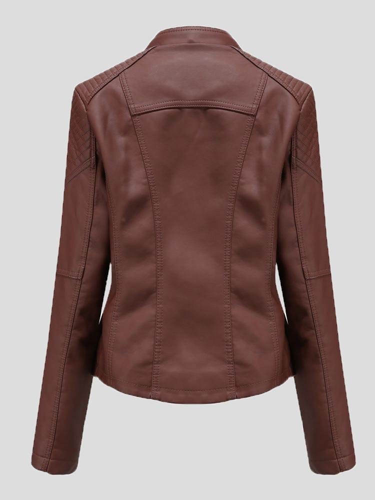 MsDressly Jackets Short Slim Leather Motorcycle Jacket