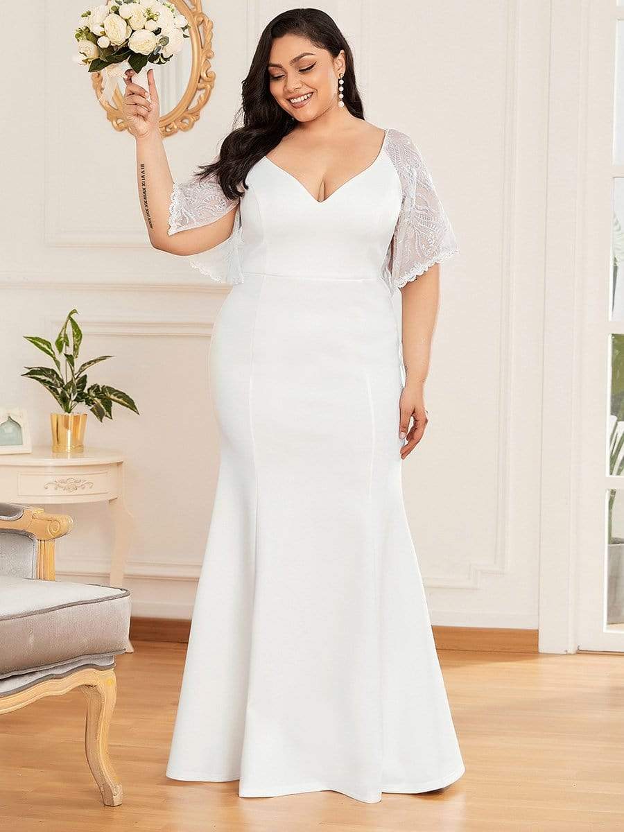 MsDresslyEP Plus Formal Dress Elegant Plus Size V Neck Fishtail Evening Dress for Women