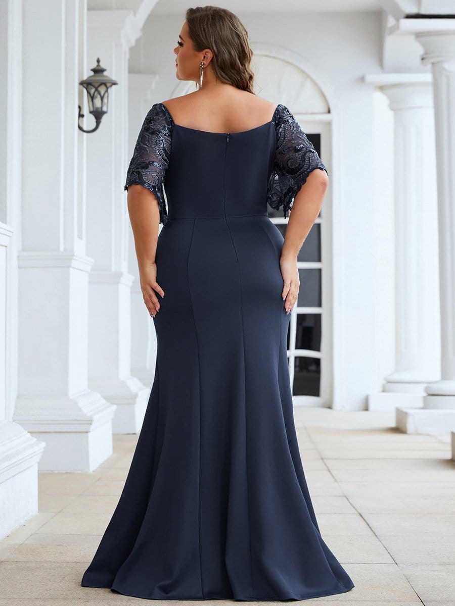 MsDresslyEP Plus Formal Dress Elegant Plus Size V Neck Fishtail Evening Dress for Women