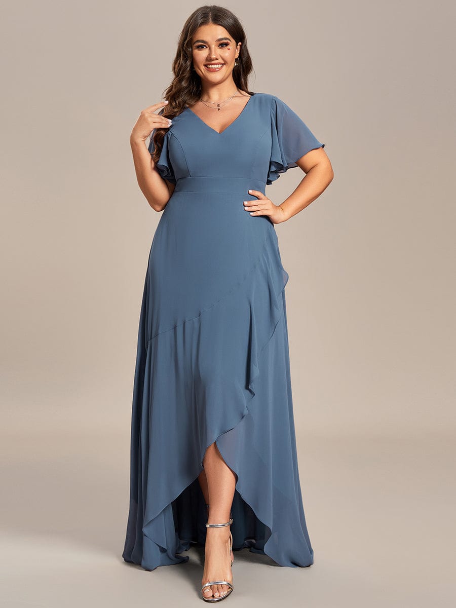 MsDresslyEP Plus Formal Dress Plus Size Elegant Lotus Sleeves Chiffon Bridesmaid Dress DRE230912A4209DNV16