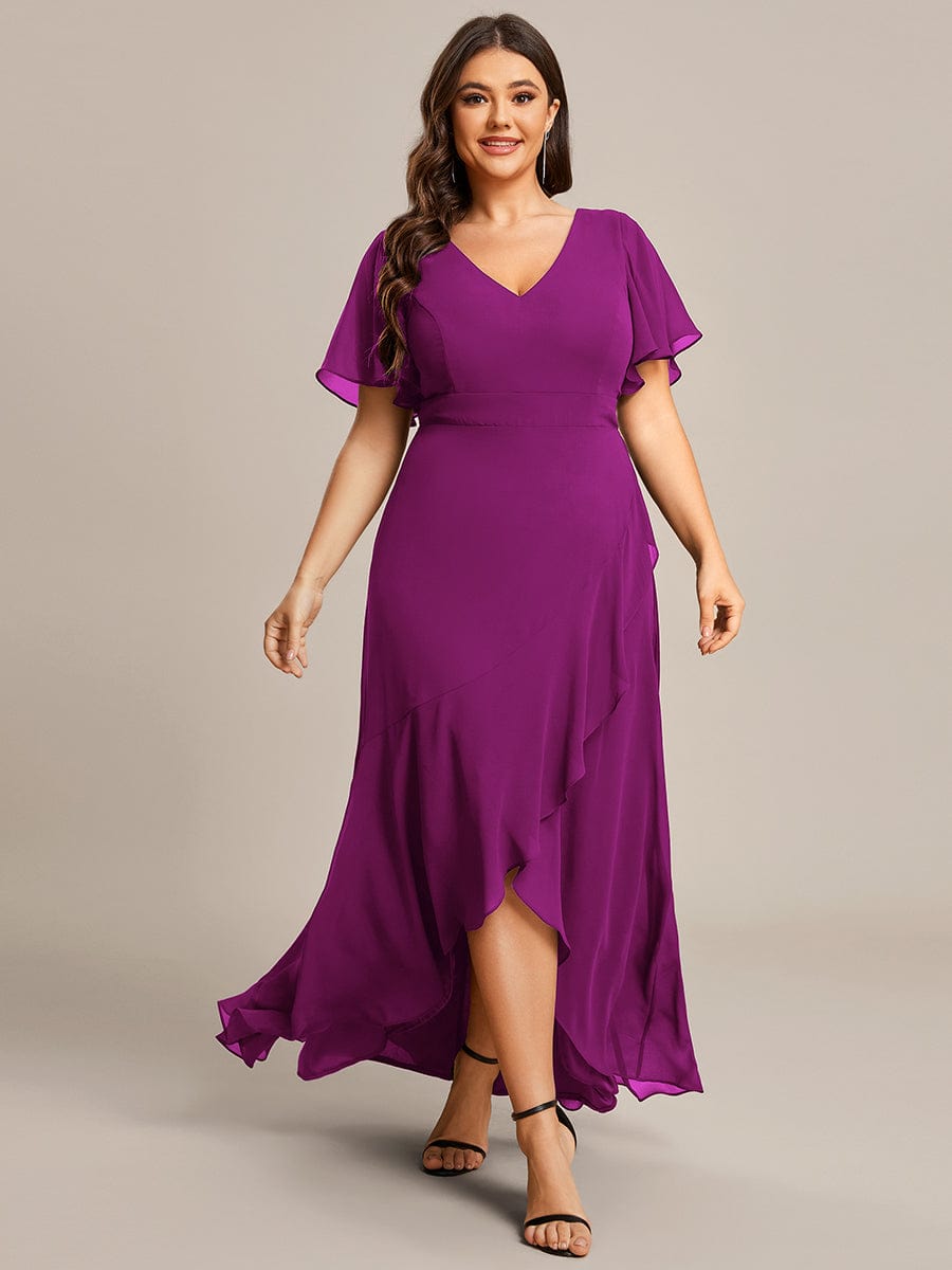 MsDresslyEP Plus Formal Dress Plus Size Elegant Lotus Sleeves Chiffon Bridesmaid Dress DRE230912A4225FCH16