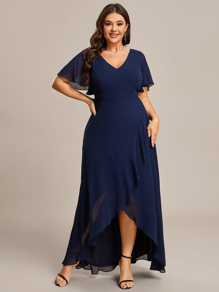 MsDresslyEP Plus Formal Dress Plus Size Elegant Lotus Sleeves Chiffon Bridesmaid Dress DRE230912A4239NBY16