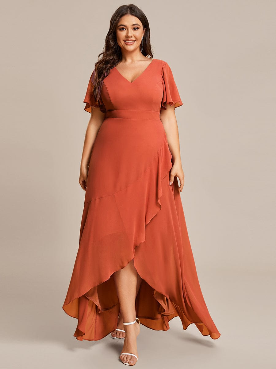 MsDresslyEP Plus Formal Dress Plus Size Elegant Lotus Sleeves Chiffon Bridesmaid Dress DRE230912A4295BOR16