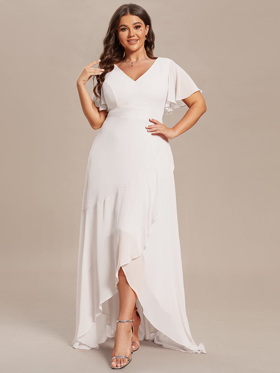 MsDresslyEP Plus Formal Dress Plus Size Elegant Lotus Sleeves Chiffon Bridesmaid Dress