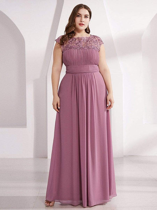 MsDresslyEP Plus Formal Dress Plus Size Elegant Maxi Long Lace Cap Sleeve Bridesmaid Dress DRE230973601POH16